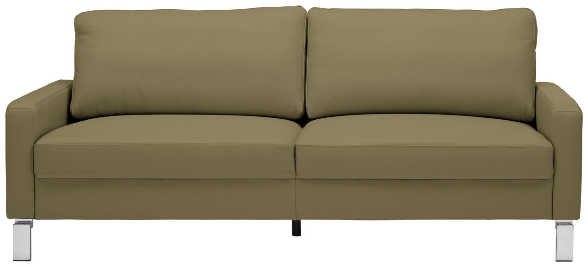 2-SITZER-SOFA  in Echtleder Grün  - Chromfarben/Grün, Design, Leder/Metall (184/81/97cm) - Pure Home Lifestyle
