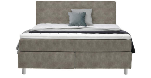 BOXSPRINGBETT 180/200 cm  in Braun  - Chromfarben/Braun, KONVENTIONELL, Kunststoff/Textil (180/200cm) - Voleo