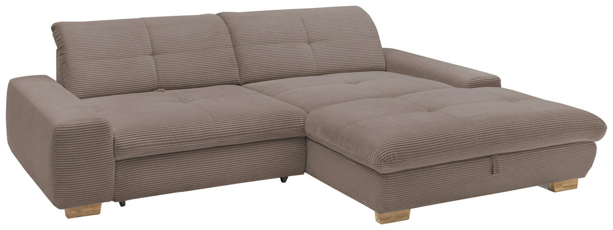 ECKSOFA Greige Cord  - Greige/Eichefarben, Design, Holz/Textil (276/198cm) - SetOne by Musterring