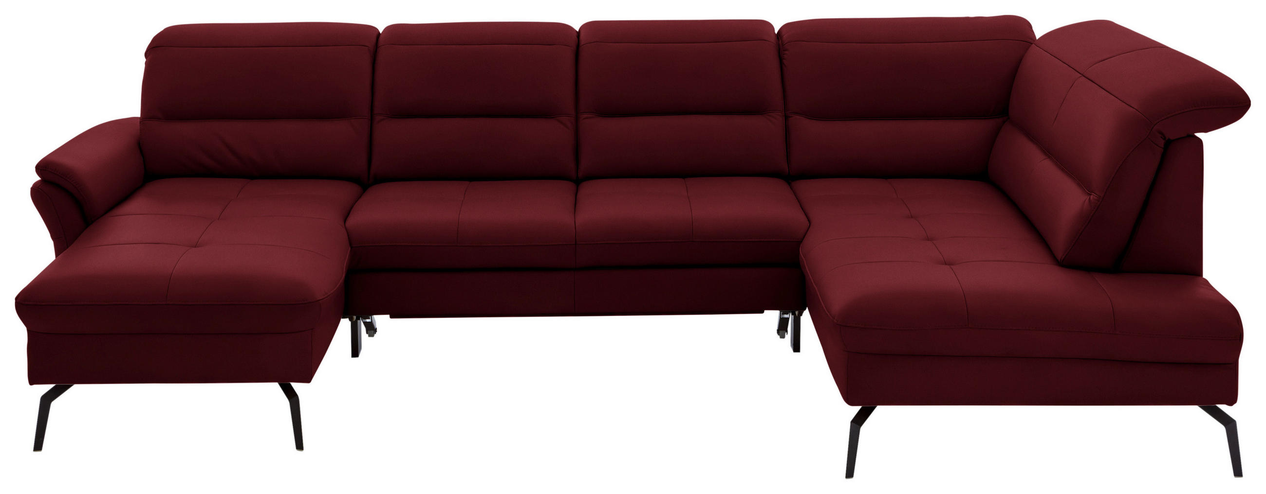 WOHNLANDSCHAFT in Echtleder Rot  - Rot/Schwarz, Design, Leder/Metall (181/336/206cm) - Beldomo Speed