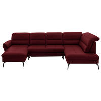 WOHNLANDSCHAFT in Echtleder Rot  - Rot/Schwarz, Design, Leder/Metall (181/336/206cm) - Beldomo Speed