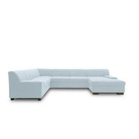 WOHNLANDSCHAFT  in Webstoff Pastellblau  - Wengefarben/Pastellblau, Design, Holz/Textil (212/328/153cm) - MID.YOU