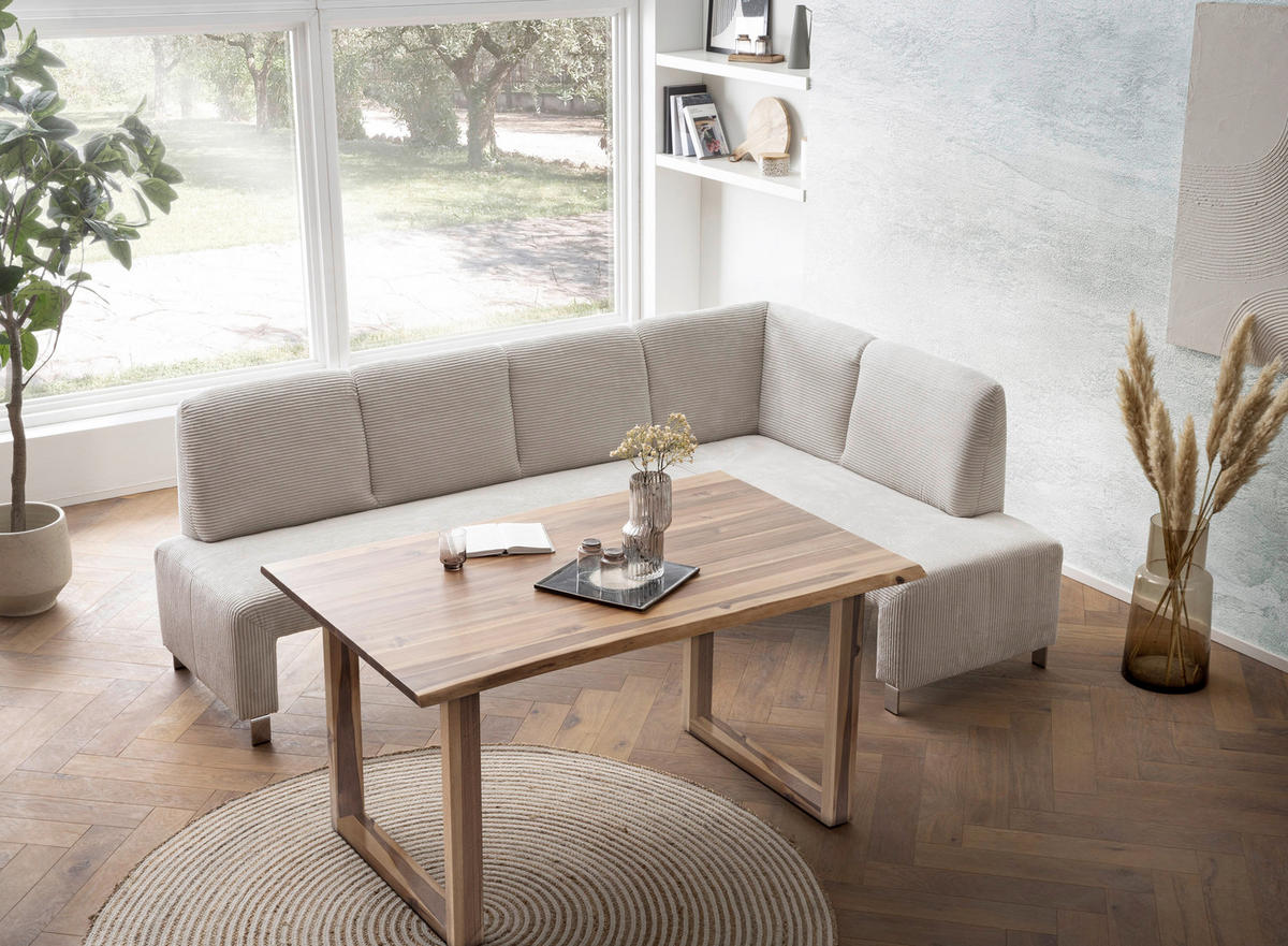 KLUPA KUTNA  bež  drvo, tekstil, drvni materijal      - srebrne boje/bež, Moderno, drvni materijal/drvo (243/158cm) - Livetastic