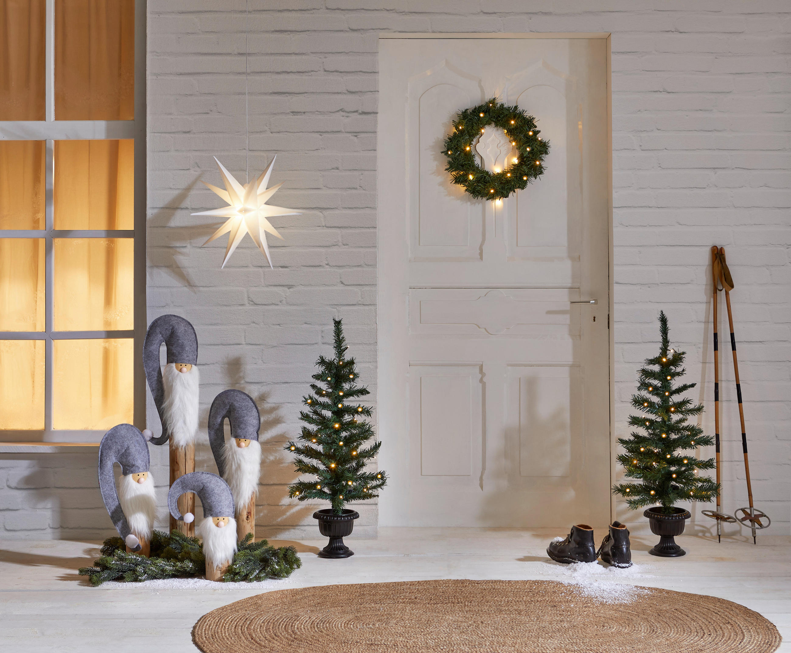 WICHTEL  - Naturfarben/Weiß, Trend, Holz/Textil (24/136/20cm) - X-Mas