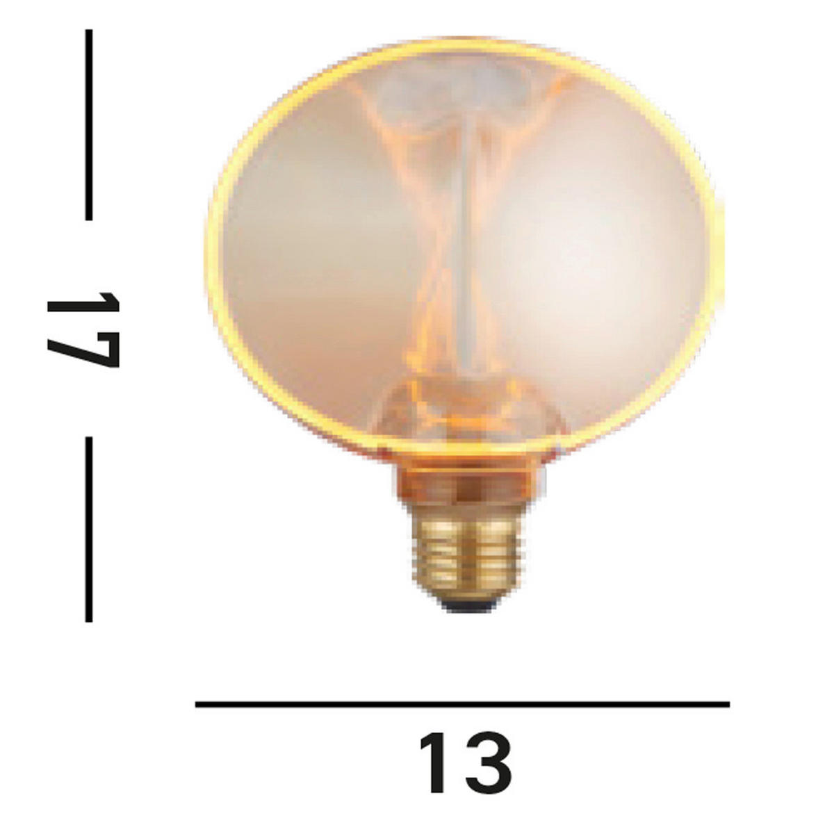 LED-LJUSKÄLLA   E27  - bärnstensfärgad, Design, glas (13/8/17,1cm)