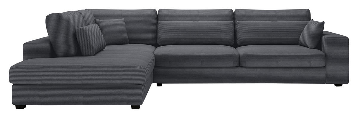 ECKSOFA Graphitfarben Cord  - Schwarz/Graphitfarben, KONVENTIONELL, Kunststoff/Textil (250/314cm) - Carryhome