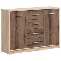 KOMMODE  in 118,5/84/34 cm  - Eichefarben/Silberfarben, Design, Holzwerkstoff/Kunststoff (118,5/84/34cm)