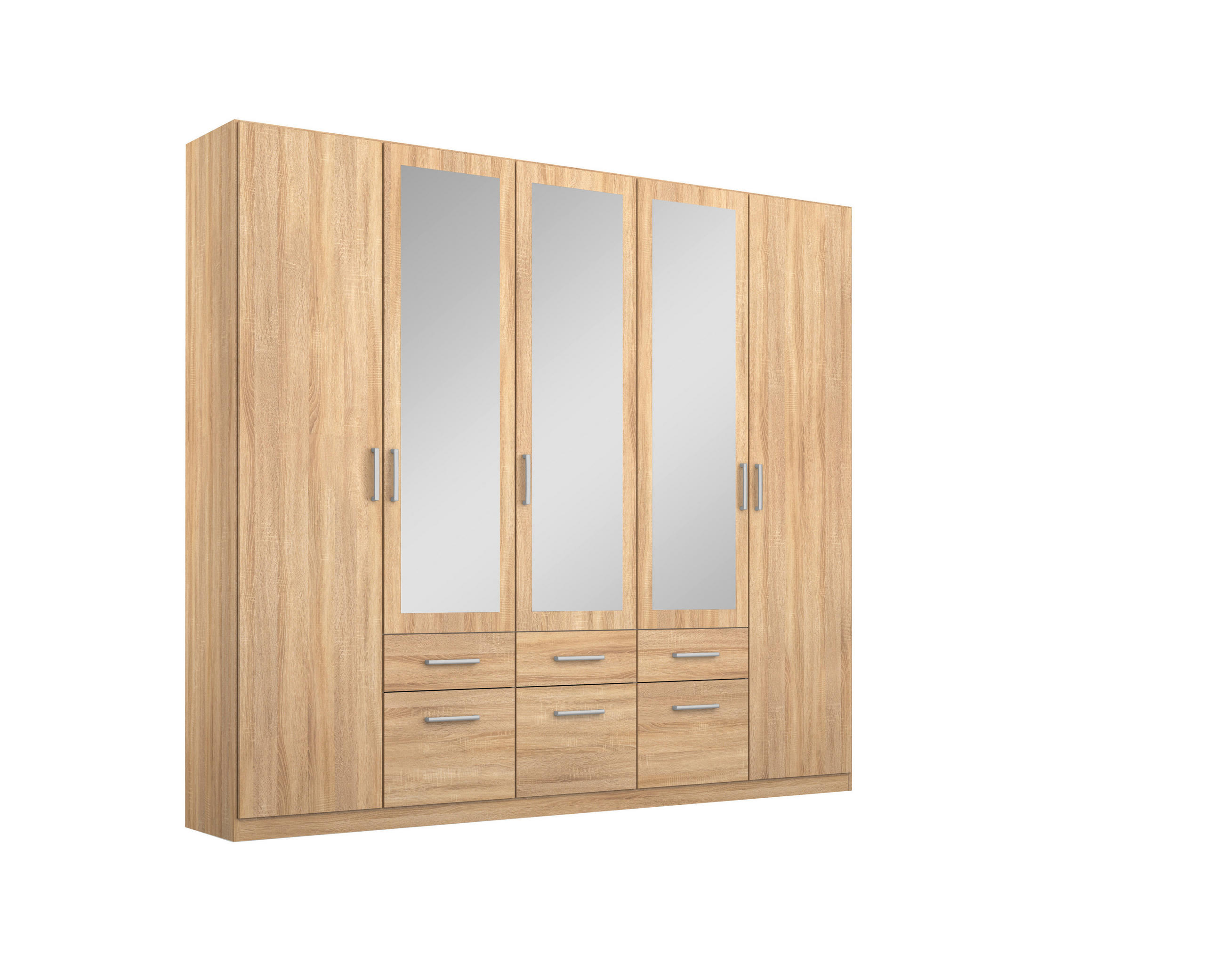 DREHTÜRENSCHRANK 226/229/54 cm,  in Sonoma Eiche, 5 Tür(en)  - Alufarben/Sonoma Eiche, MODERN, Holzwerkstoff/Kunststoff (226/229/54cm) - Rauch Möbel