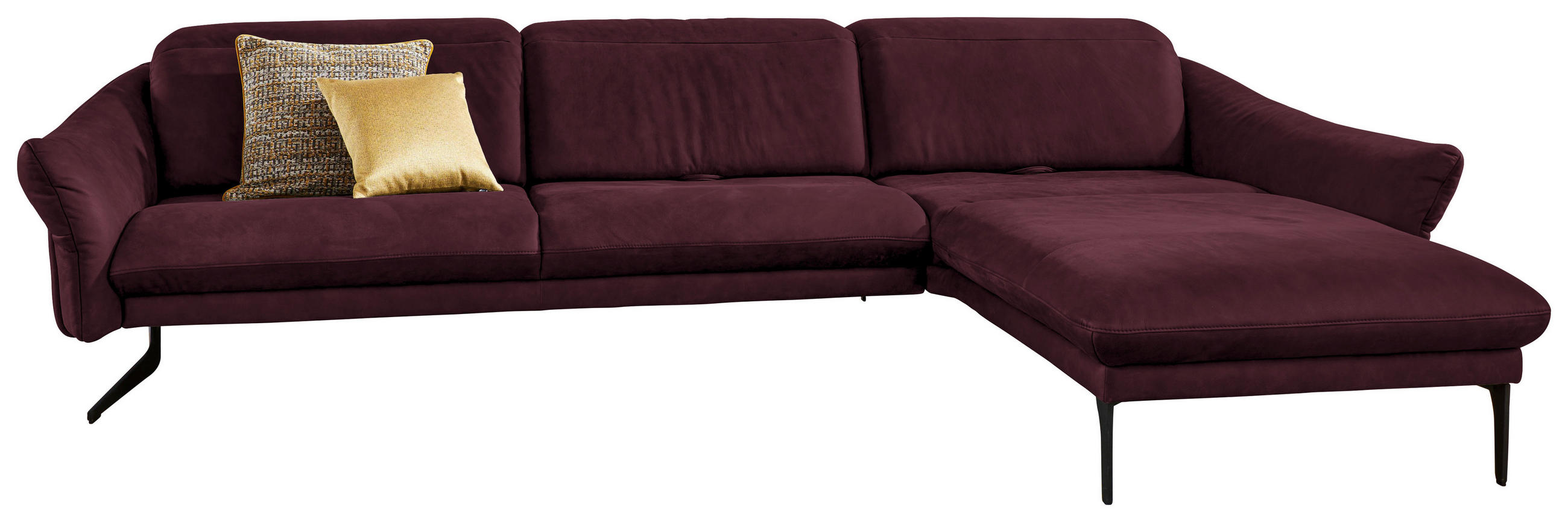 ECKSOFA Rot Echtleder - Anthrazit/Rot, Design, Leder/Metall (330/204cm) - Himolla
