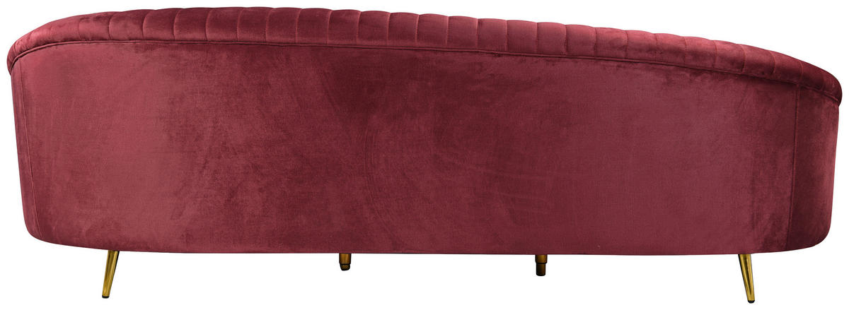 3-SITZER-SOFA ELARA Samt Bordeaux  - Bordeaux/Goldfarben, Design, Textil/Metall (246/81/111cm) - MID.YOU