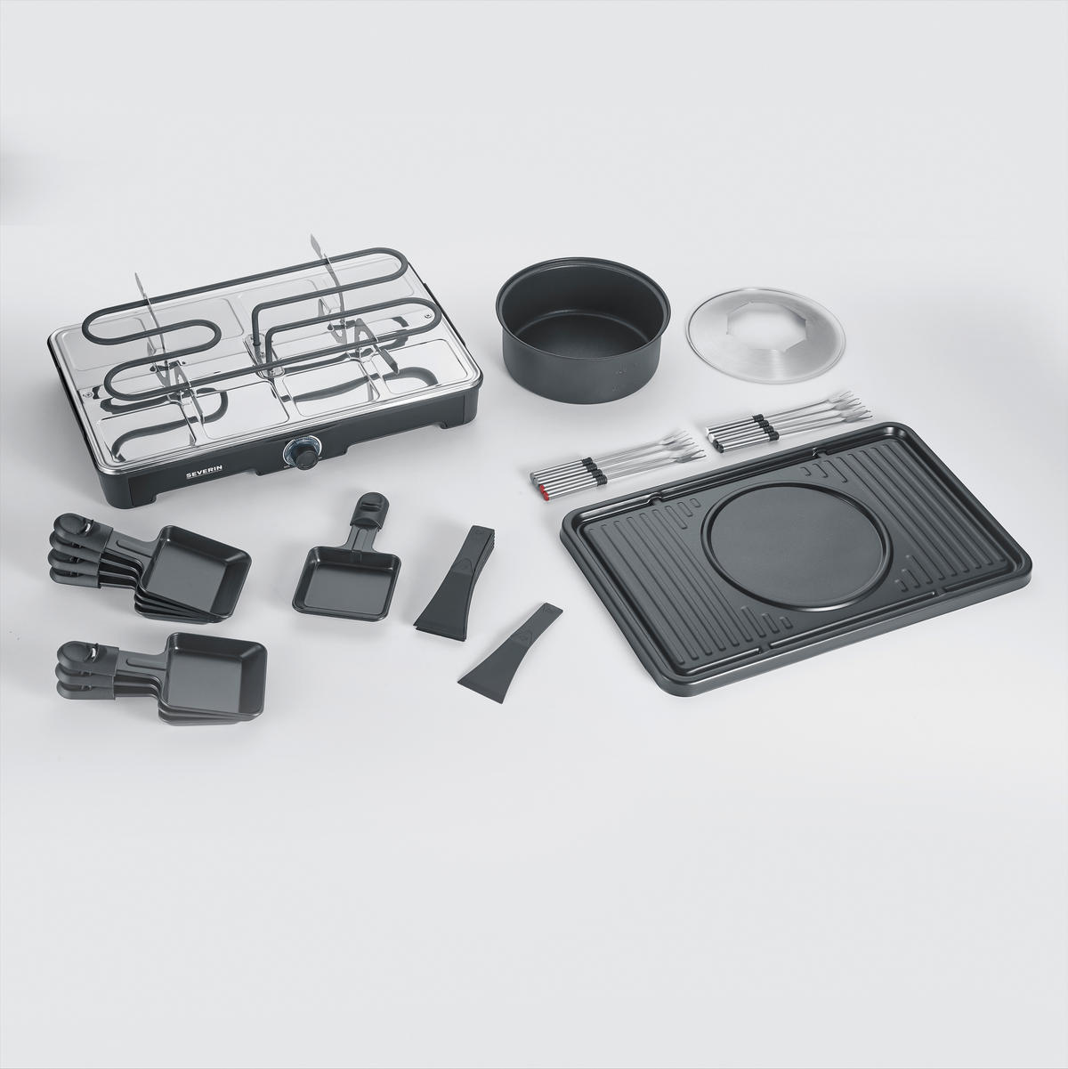 Raclette-/Fondue-Kombination  - Schwarz, Basics, Kunststoff/Metall (40/18/26cm) - Severin