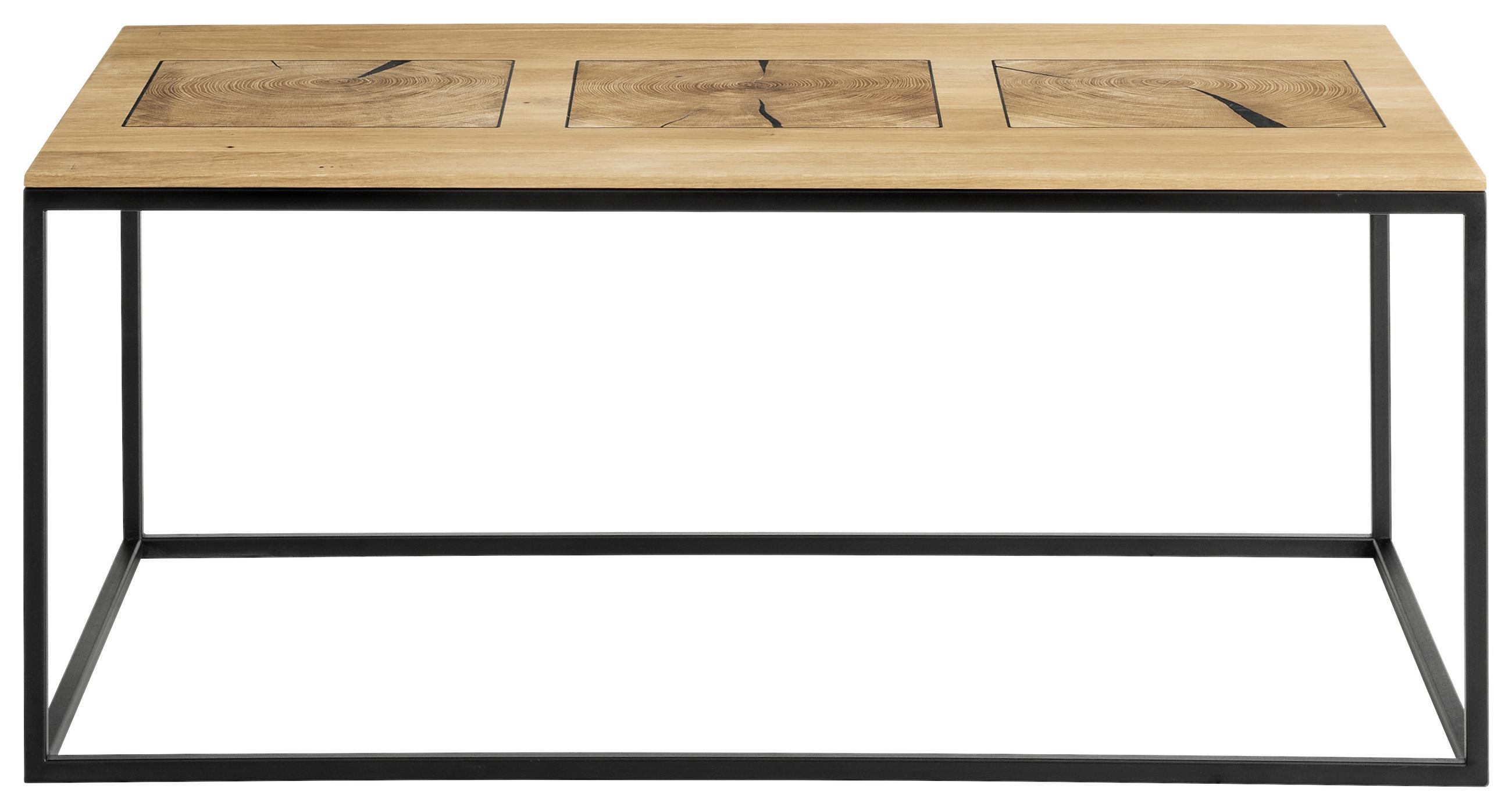 COUCHTISCH in Holz, Metall 100/60/41,5 cm  - Eichefarben/Schwarz, Design, Holz/Metall (100/60/41,5cm) - Johann Jakob