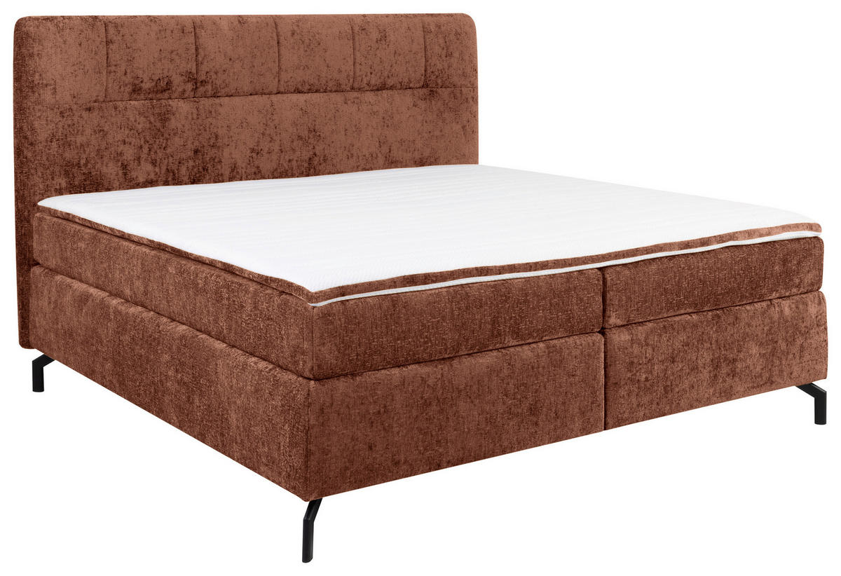 BOXSPRINGBETT 180/200 cm  in Rotbraun  - Rotbraun/Schwarz, Design, Textil/Metall (180/200cm) - Esposa