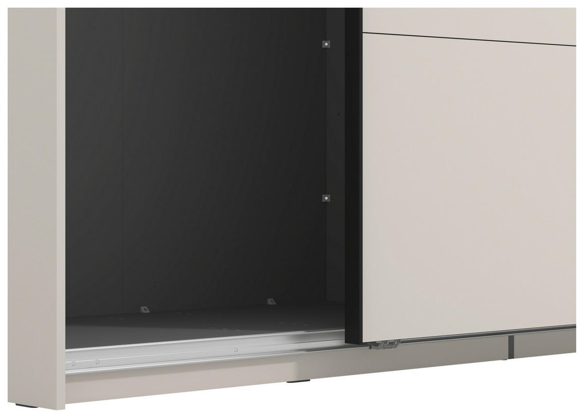 SKRIŇA S POS. DVER. – HOR.VED, kašmírová, 220/217,5/61 cm - čierna/kašmírová, Basics, kov/kompozitné drevo (220/217,5/61cm) - Xora