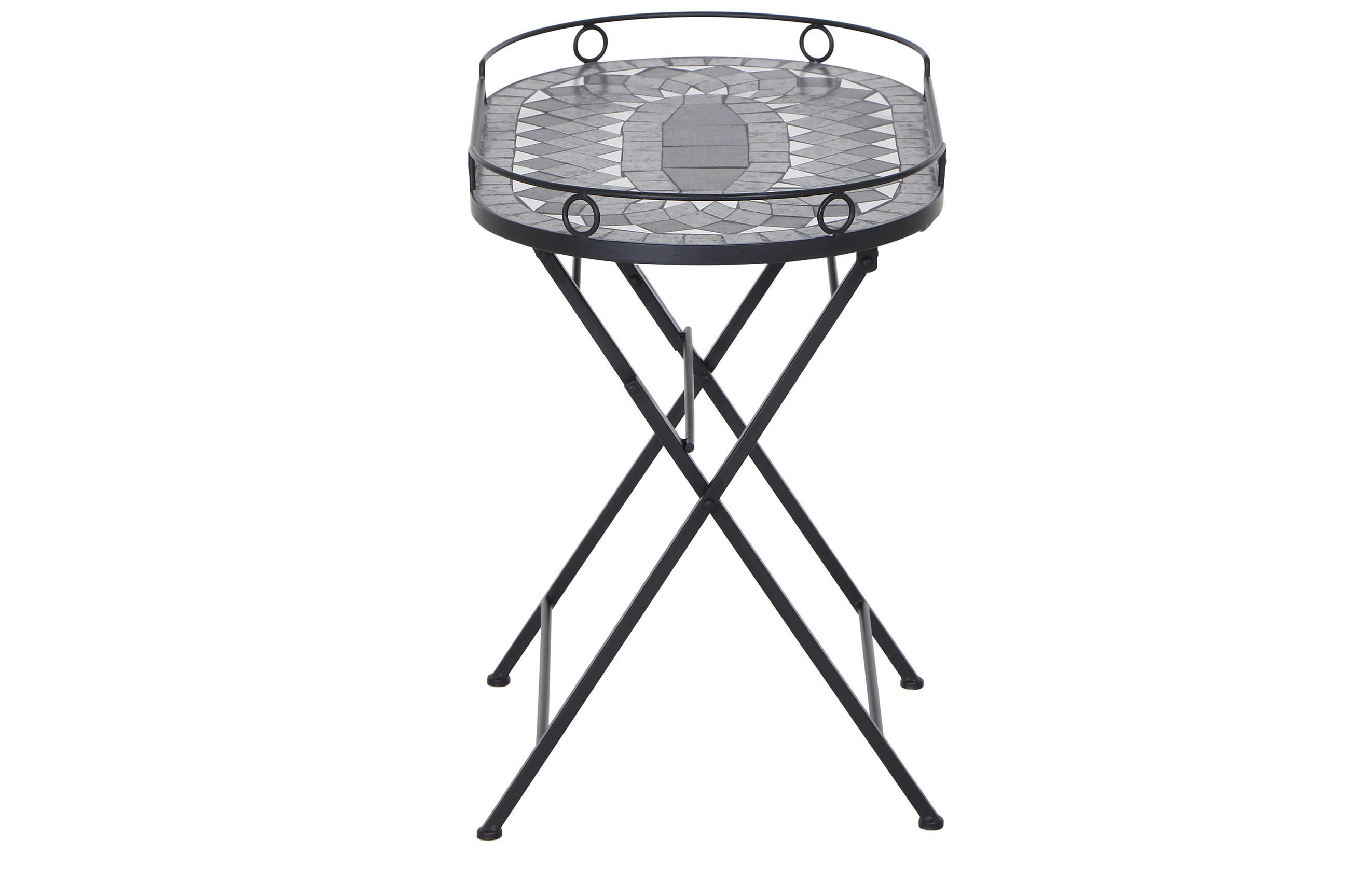 GARTENBEISTELLTISCH 67,5/41/60 cm Metall, Keramik  - Schwarz, KONVENTIONELL, Keramik/Metall (67,5/41/60cm) - Siena Garden