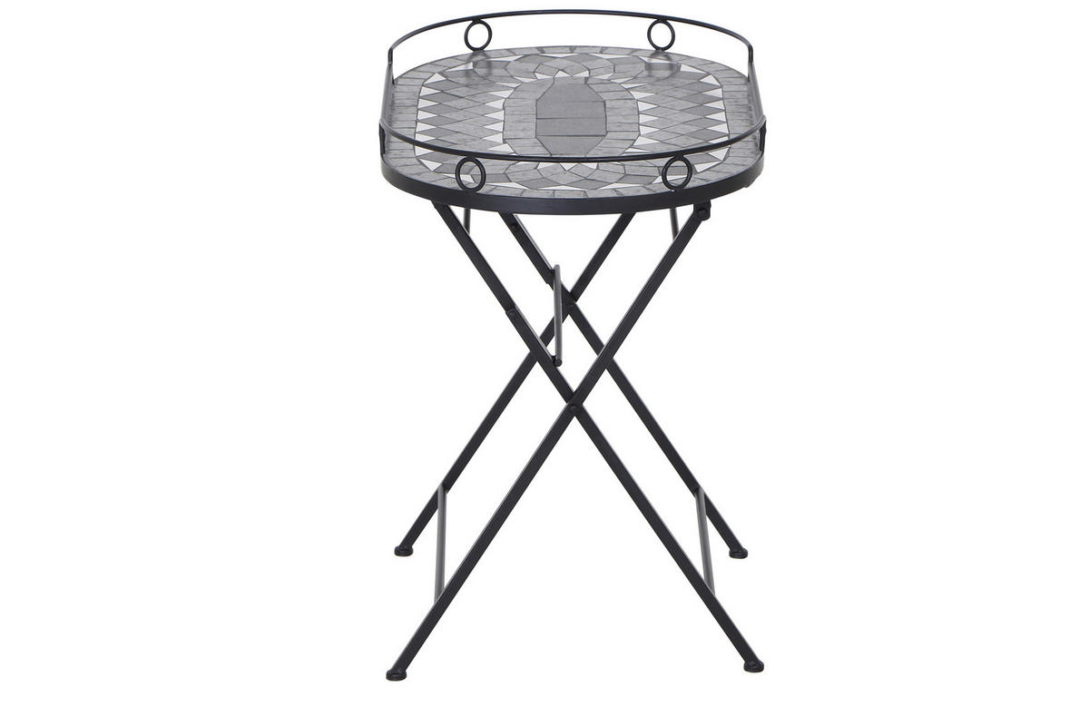 GARTENBEISTELLTISCH 67,5/41/60 cm Metall, Keramik  - Schwarz, KONVENTIONELL, Keramik/Metall (67,5/41/60cm) - Siena Garden