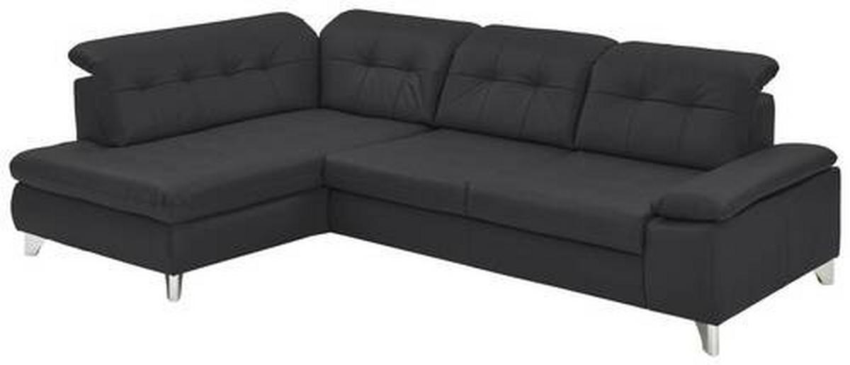 ECKSOFA in Echtleder Anthrazit  - Anthrazit, Basics, Leder/Metall (211/309cm) - Beldomo Speed