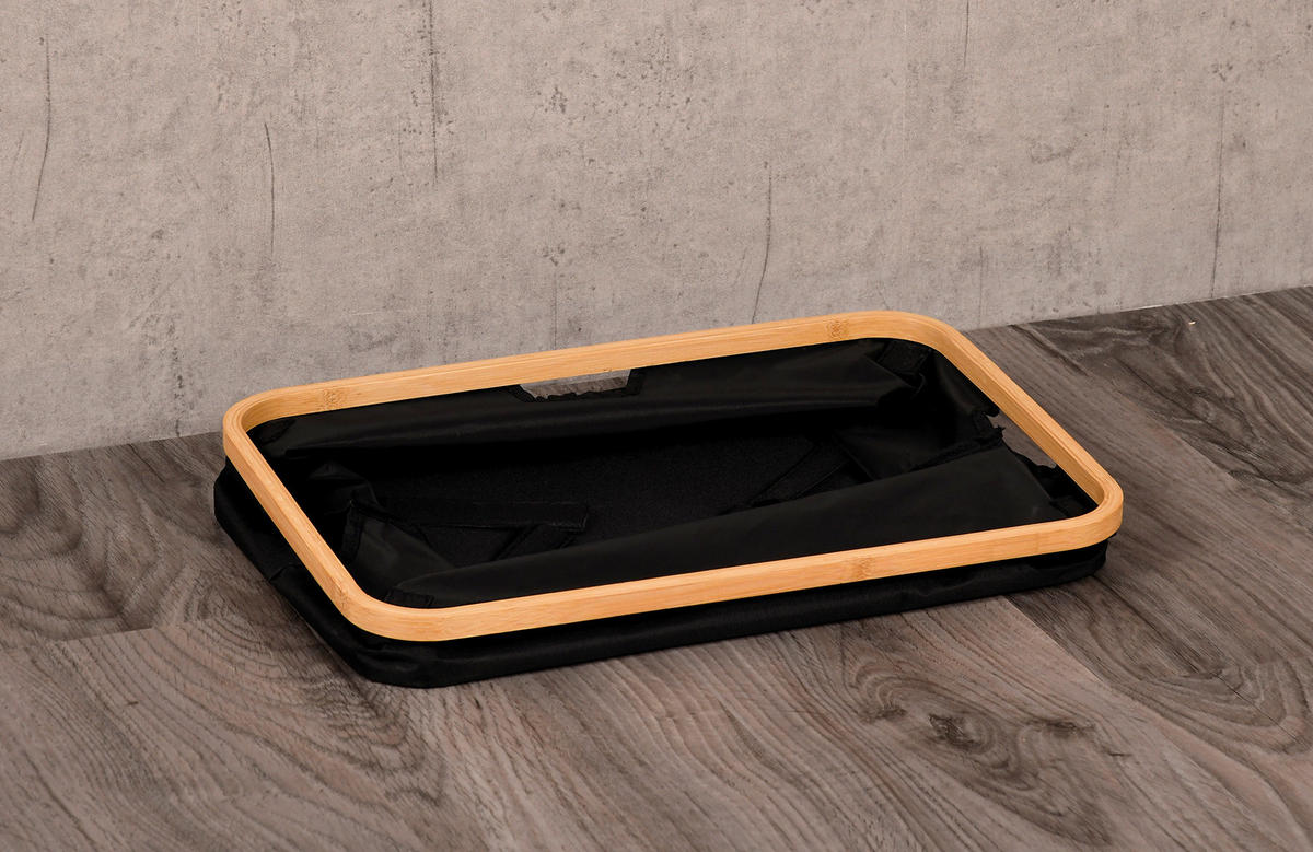 AUFBEWAHRUNGSKÖRBCHEN  - Schwarz/Naturfarben, Basics, Holz/Textil (54/26/36cm) - Kesper