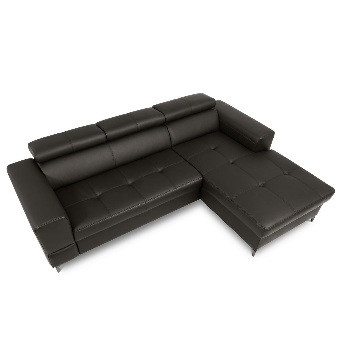 ECKSOFA  in Lederlook Echtleder Dunkelbraun  - Dunkelbraun/Schwarz, Design, Leder/Textil (247/173cm) - Livetastic