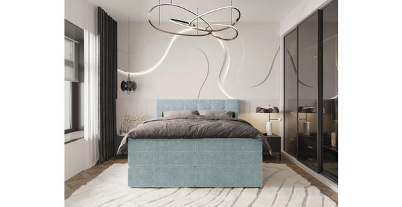 BOXSPRINGBETT 180/200 cm  in Hellblau  - Schwarz/Hellblau, KONVENTIONELL, Kunststoff/Textil (180/200cm) - Carryhome