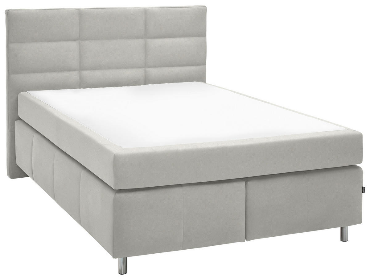 BOXSPRINGBETT 140/200 cm  Weiss  - Weiss/Alufarben, Konventionell, Textil/Metall (140/200cm) - Dieter Knoll