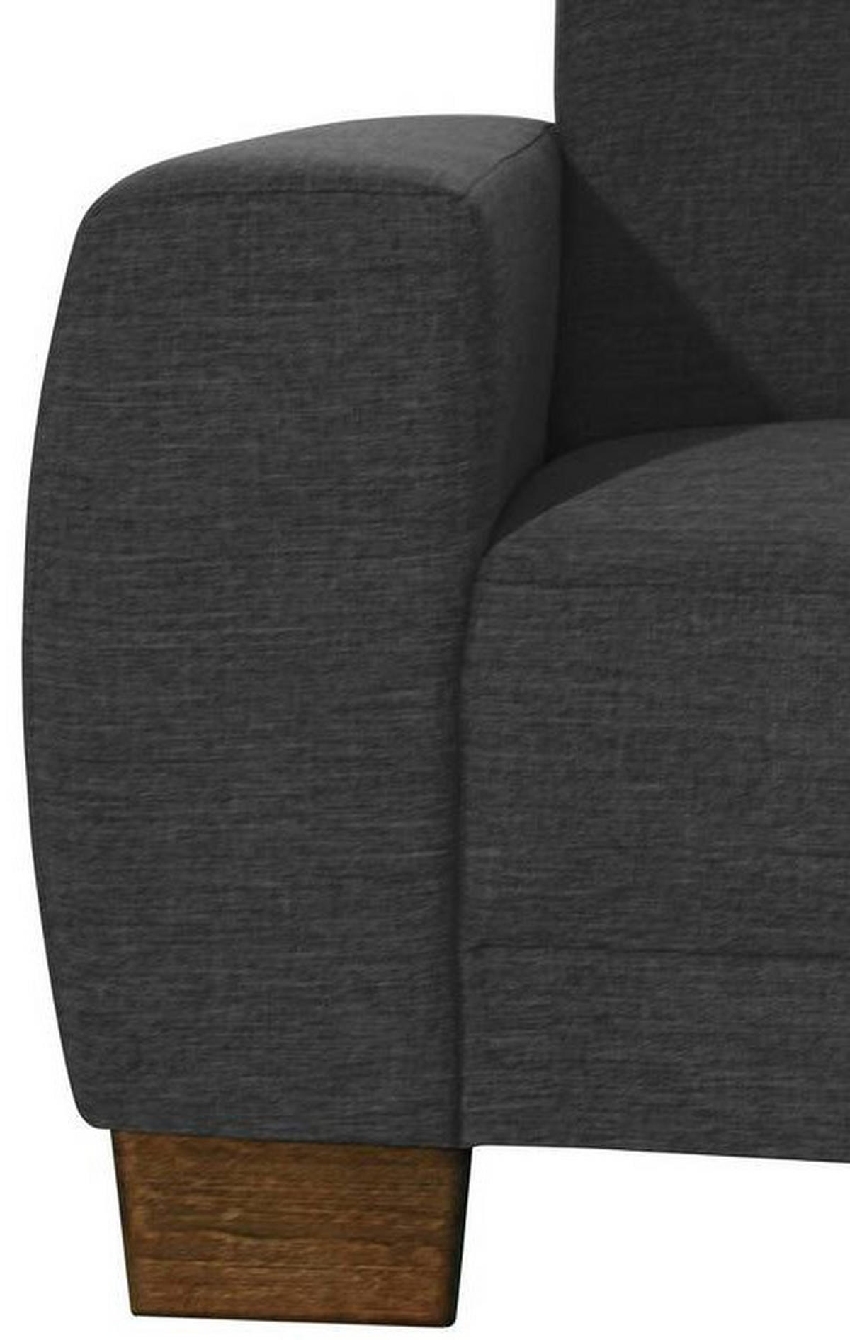 ECKSOFA in Flachgewebe, Leinenoptik Schwarz  - Nussbaumfarben/Schwarz, Modern, Holz/Holzwerkstoff (248/188cm) - Max Winzer