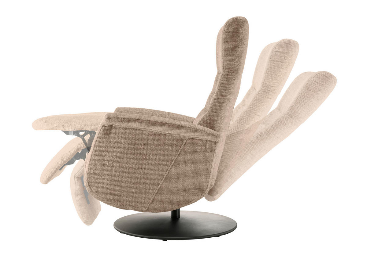 RELAXSESSEL LATINA Chenille Kopfteilverstellung, Fußteilverstellung, Rücken echt    - Hellbraun/Schwarz, MODERN, Textil/Metall (72/118/85-165cm) - Livetastic