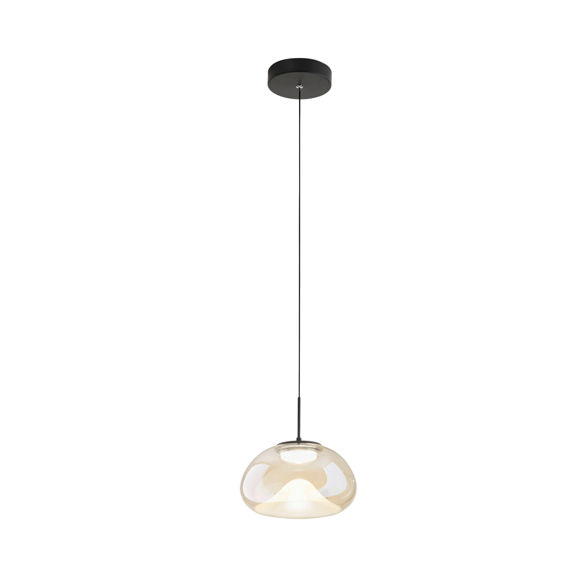 LED-PENDELLEUCHTE 22/200 cm  - Cognac/Schwarz, Design, Glas/Metall (22/200cm) - Fabas Luce