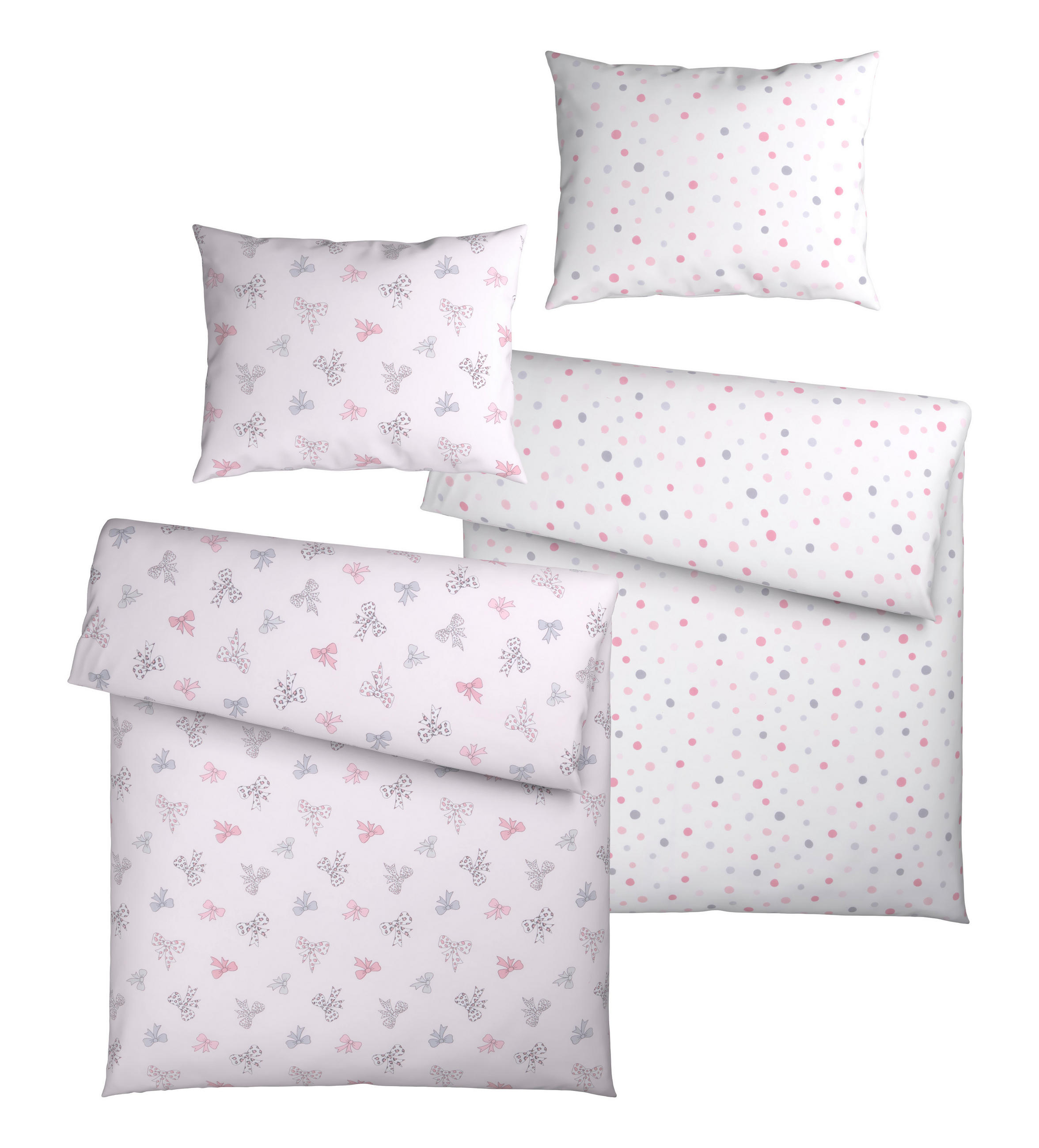 Patinio Babybettwäsche Pink, Grau, Weiß 100x135 cm