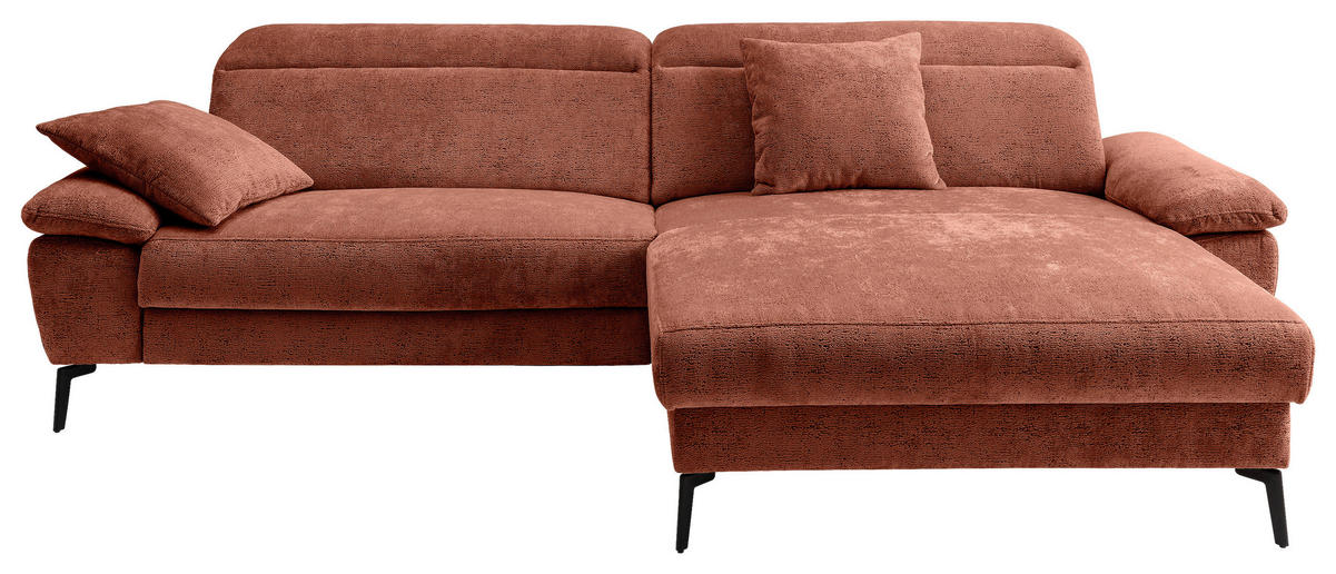 ECKSOFA Struktur Rostfarben  - Rostfarben/Schwarz, Konventionell, Textil/Metall (300/178cm) - Livetastic