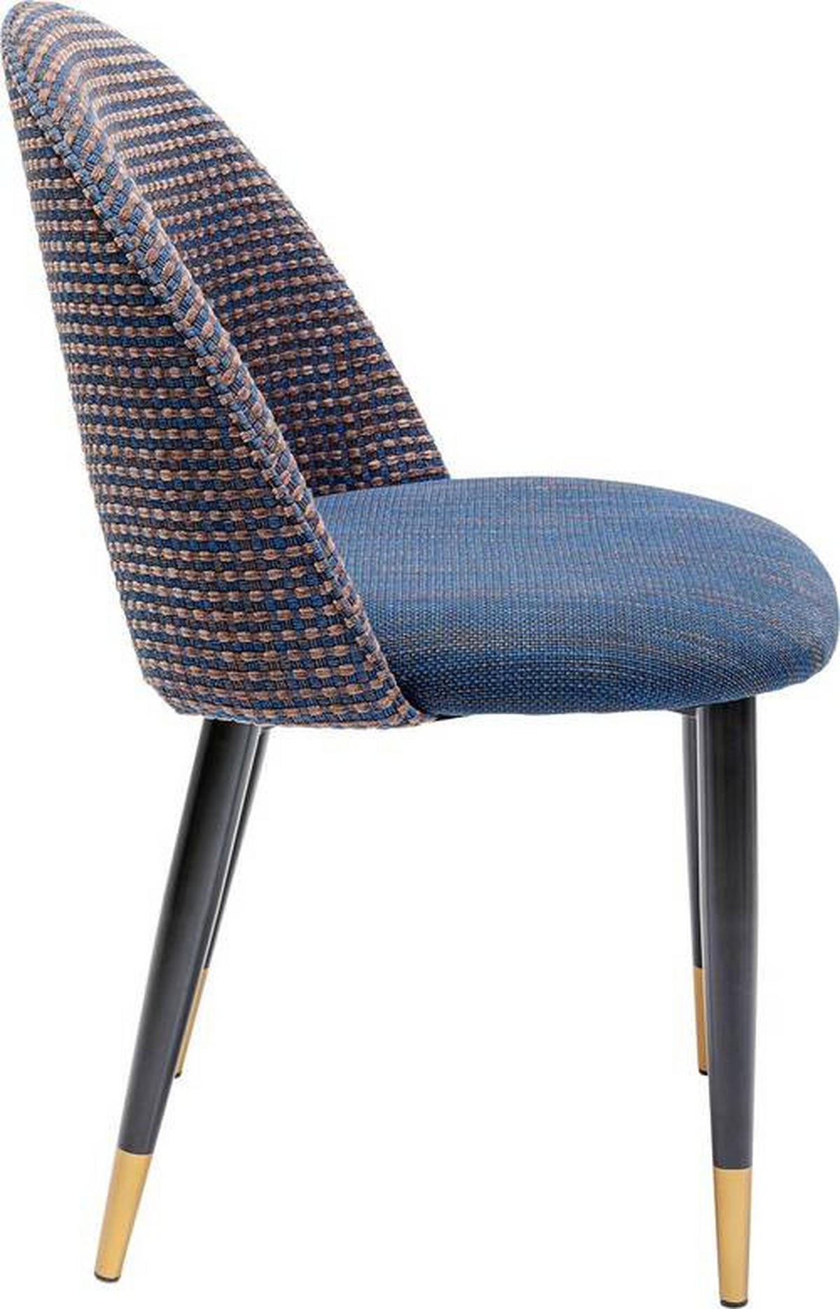 STUHL Webstoff Blau, Schwarz, Goldfarben  - Blau/Goldfarben, Design, Textil/Metall (49/84/54cm) - Kare-Design