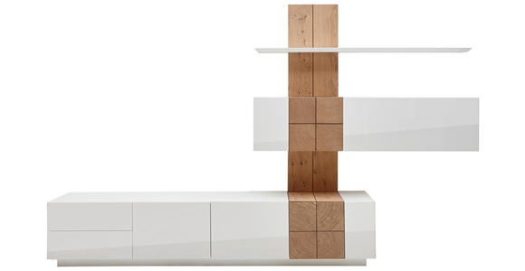 WOHNWAND 305/190/52 cm in Weiß, Eichefarben - Eichefarben/Weiß, Design, Holz/Holzwerkstoff (305/190/52cm) - Ambiente