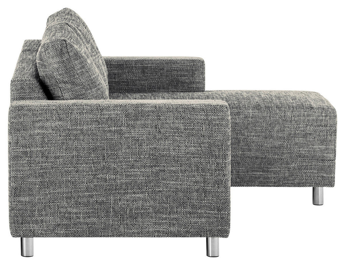 ECKSOFA in Struktur Grau  - Chromfarben/Grau, Design, Textil/Metall (200/144cm) - MID.YOU