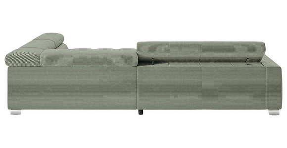 ECKSOFA in Cord Dunkelgrün  - Chromfarben/Dunkelgrün, KONVENTIONELL, Textil/Metall (311/219cm) - Hom`in