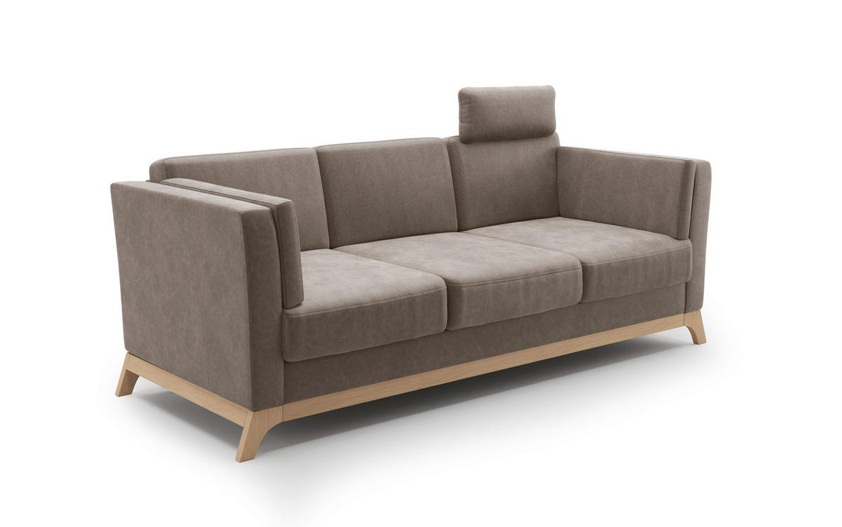3-SITZER-SOFA in Mikrofaser Braun  - Eichefarben/Braun, KONVENTIONELL, Holz/Textil (213/84/93cm) - Sit & More