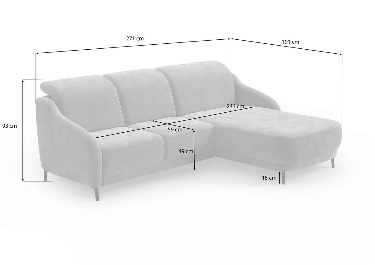 ECKSOFA in Samt Aubergine  271/191 cm  - Aubergine/Schwarz, MODERN, Textil/Metall (271/191cm) - Sit & More