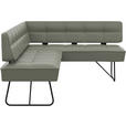 ECKBANK 227/165 cm  in Graugrün  - Schwarz/Graugrün, Design, Leder/Metall (227/165cm) - Moderano