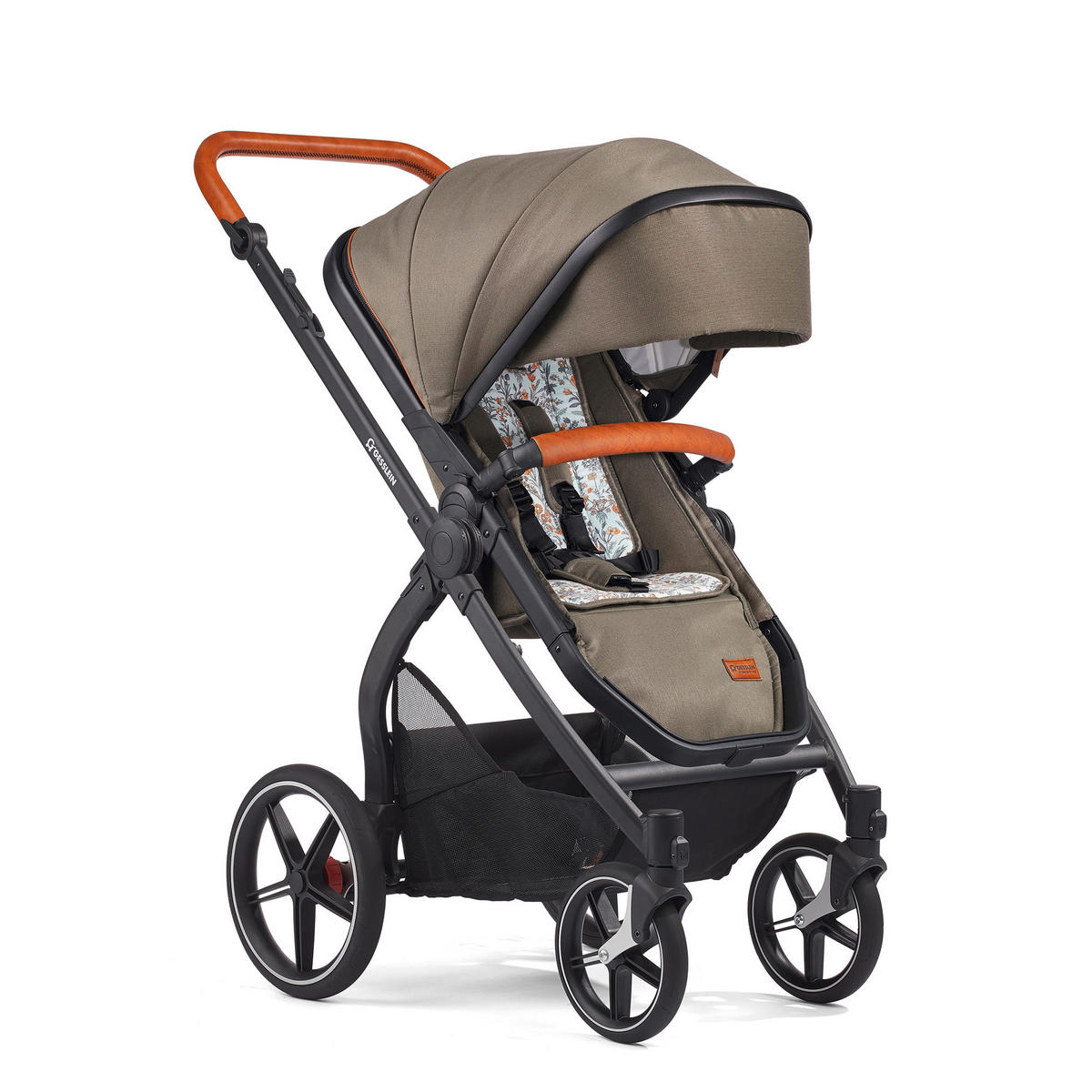 KINDERWAGENSET FX4 Life  - Cognac/Schwarz, Basics, Textil/Metall (57/129/100cm) - Gesslein