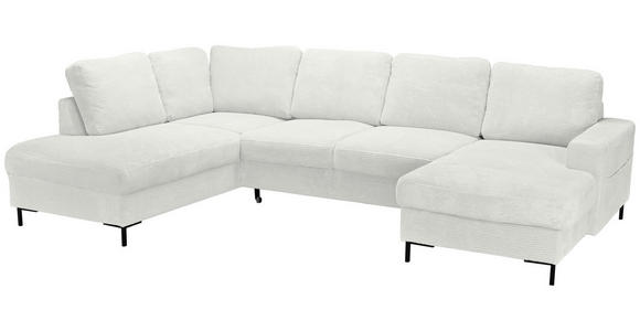 WOHNLANDSCHAFT Creme Cord  - Creme/Schwarz, KONVENTIONELL, Textil/Metall (197/303/148cm) - Carryhome