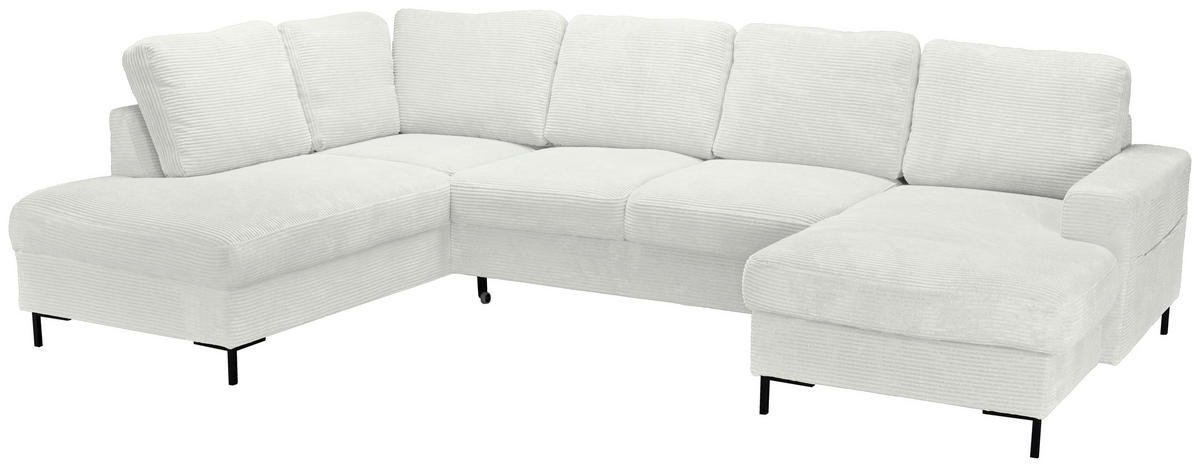 WOHNLANDSCHAFT Creme Cord  - Creme/Schwarz, KONVENTIONELL, Textil/Metall (197/303/148cm) - Carryhome