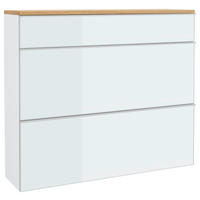 SCHUHKIPPER  in 120/102/31 cm  - Weiss/Eichefarben, Design, Glas/Holz (120/102/31cm) - Novel