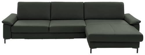 ECKSOFA in Echtleder Dunkelgrün  - Dunkelgrün/Schwarz, Design, Leder/Metall (334/176cm) - Dieter Knoll