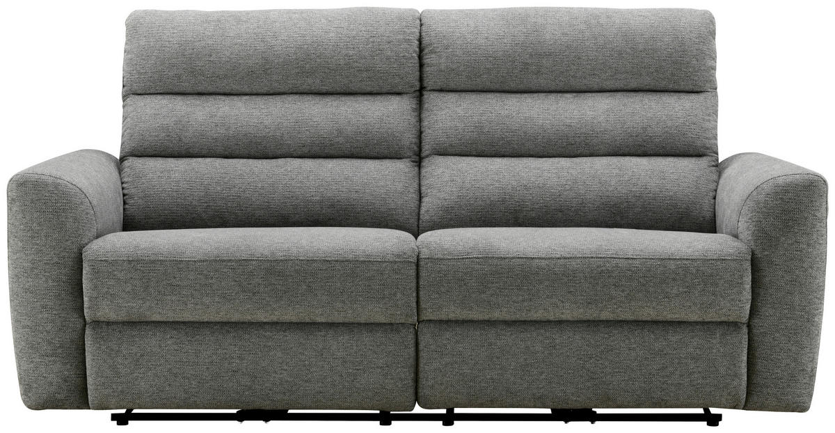 2-SITZER-SOFA Webstoff Hellgrau  - Hellgrau/Schwarz, KONVENTIONELL, Kunststoff/Textil (196/99/92cm) - Livetastic