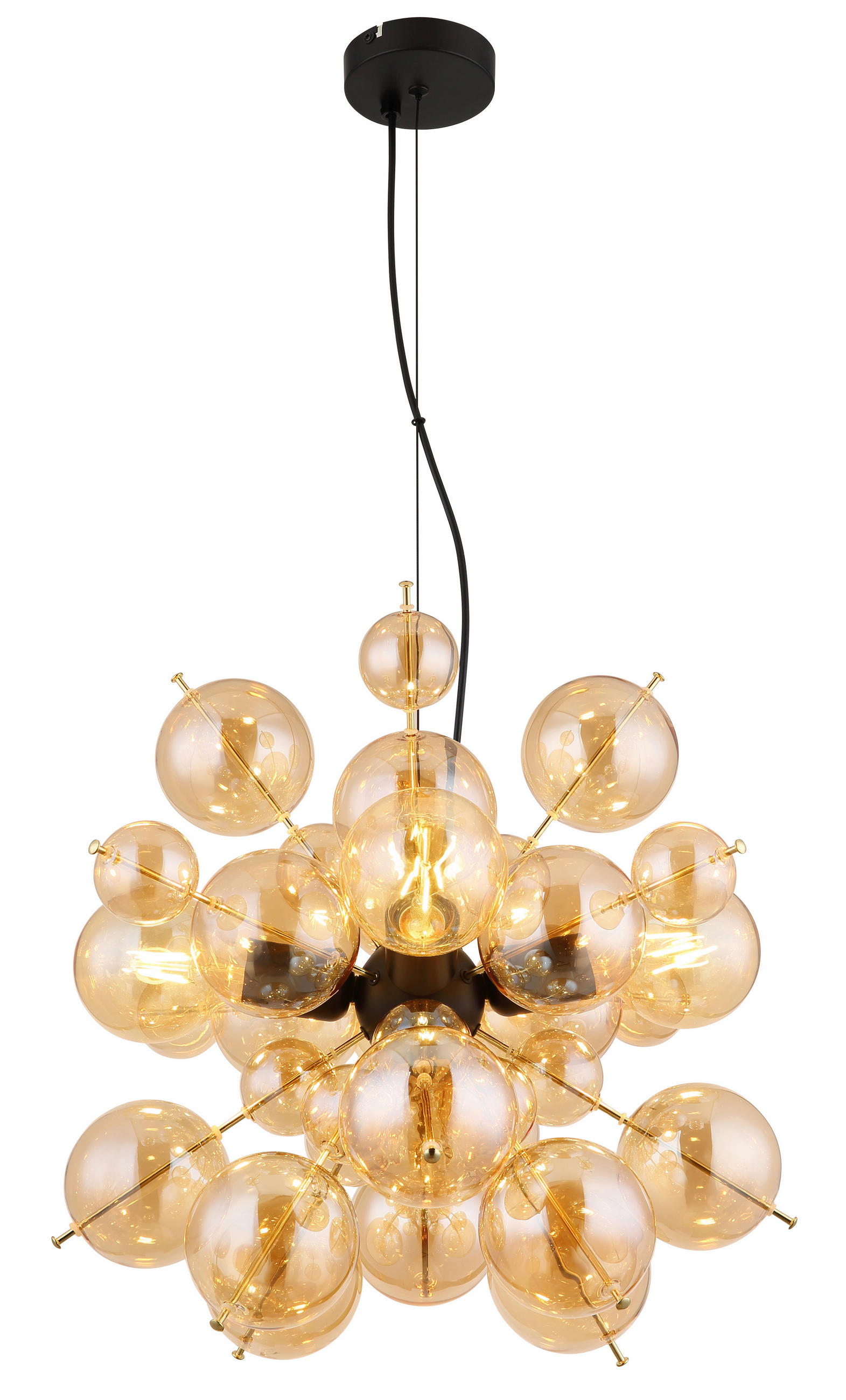 HÄNGELEUCHTE 51,5/120 cm    - Goldfarben/Schwarz, Design, Glas/Kunststoff (51,5/120cm) - Globo
