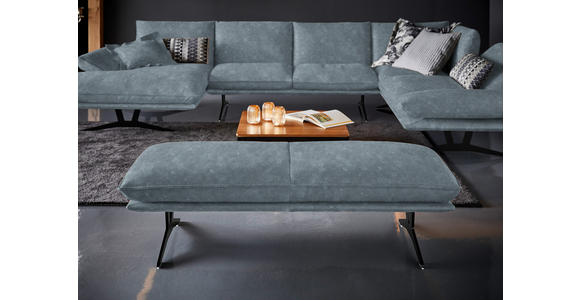 WOHNLANDSCHAFT in Echtleder Blau - Blau/Schwarz, Natur, Leder/Metall (155/359/217cm) - Dieter Knoll