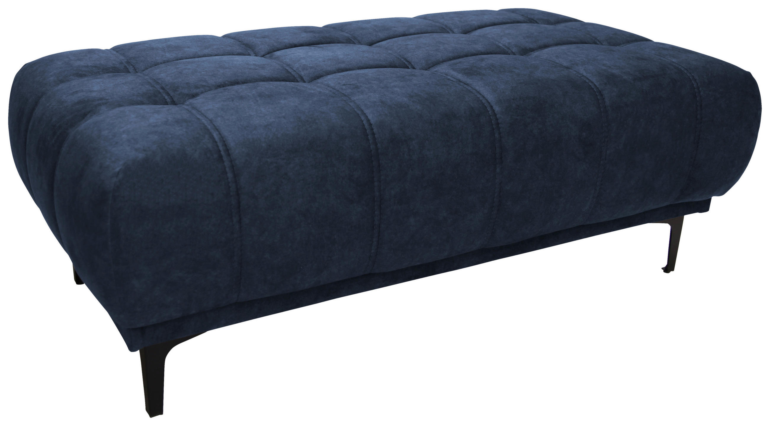 HOCKER Velours Dunkelblau  - Schwarz/Dunkelblau, Design, Textil/Metall (131/47/71cm) - Stylife