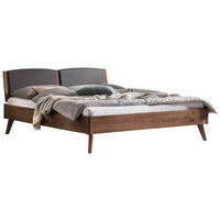 BETT 140/200 cm  in Nussbaumfarben, Dunkelgrau   - Dunkelgrau/Nussbaumfarben, Konventionell, Holz/Textil (140/200cm) - Hasena