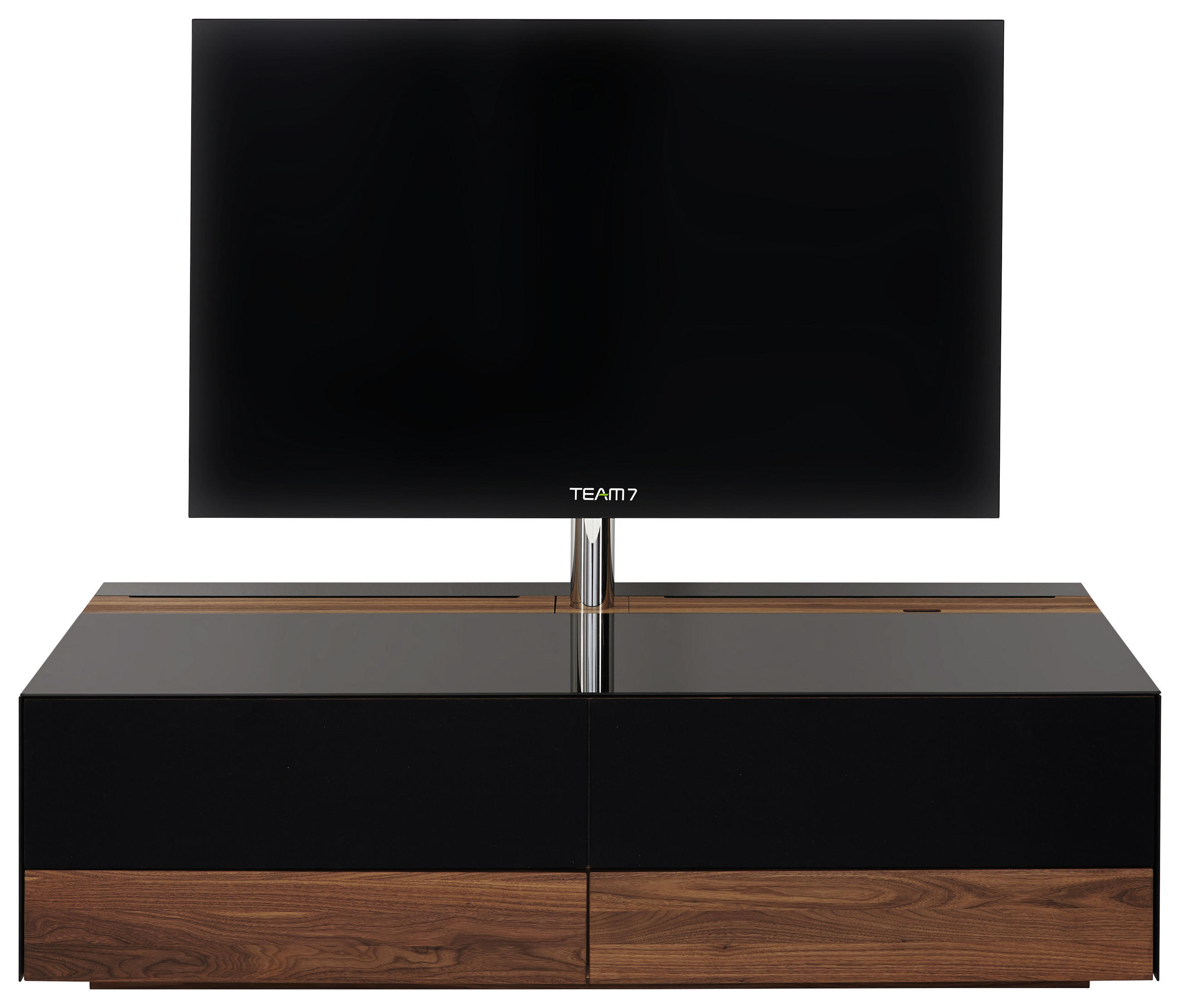 TV-ELEMENT 161,2/45,4/67 cm  - Nussbaumfarben/Schwarz, Design, Glas/Holz (161,2/45,4/67cm) - Team 7