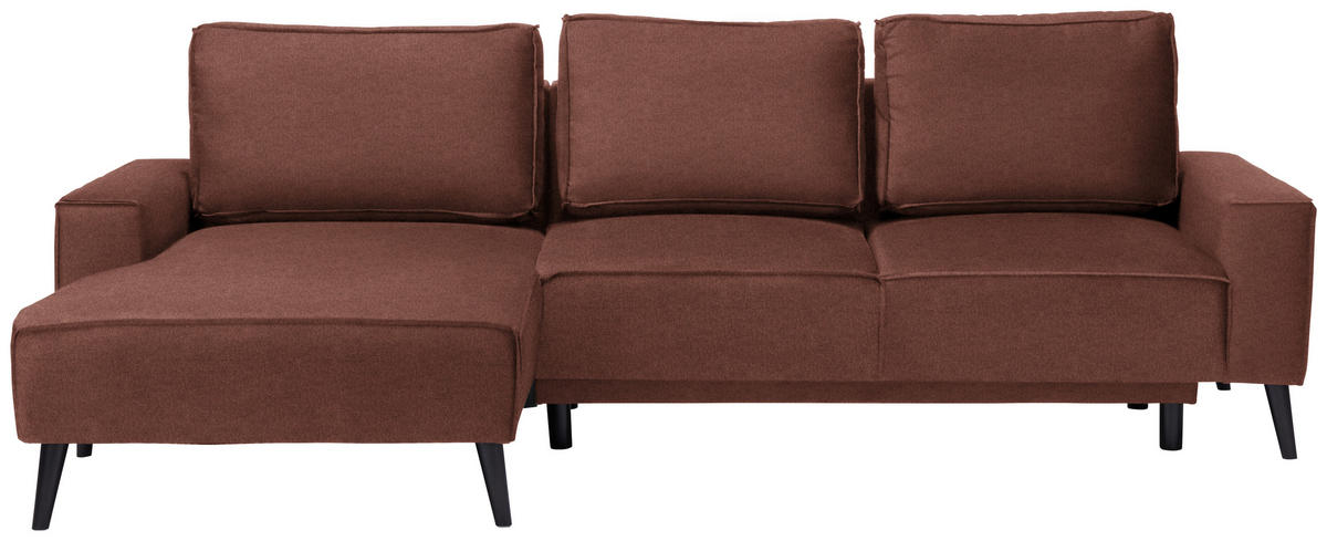 ECKSOFA in Velours Rostfarben  - Rostfarben/Schwarz, KONVENTIONELL, Holz/Textil (161/260cm) - Carryhome