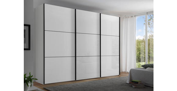 SCHWEBETÜRENSCHRANK 298/222/68 cm 3-türig  - Schwarz/Weiß, KONVENTIONELL, Glas/Holzwerkstoff (298/222/68cm) - Moderano